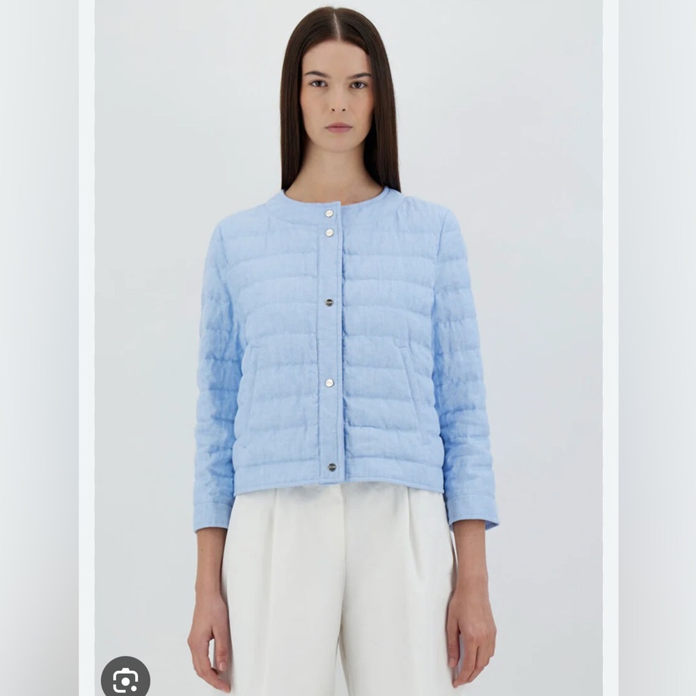Herno Light Blue linen Quilted Jacket xs